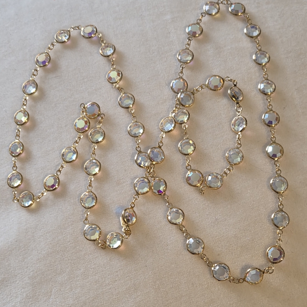 Vintage Swarovski Necklace 36 Inch bezel-set crystal Necklace - Picture 4 of 8